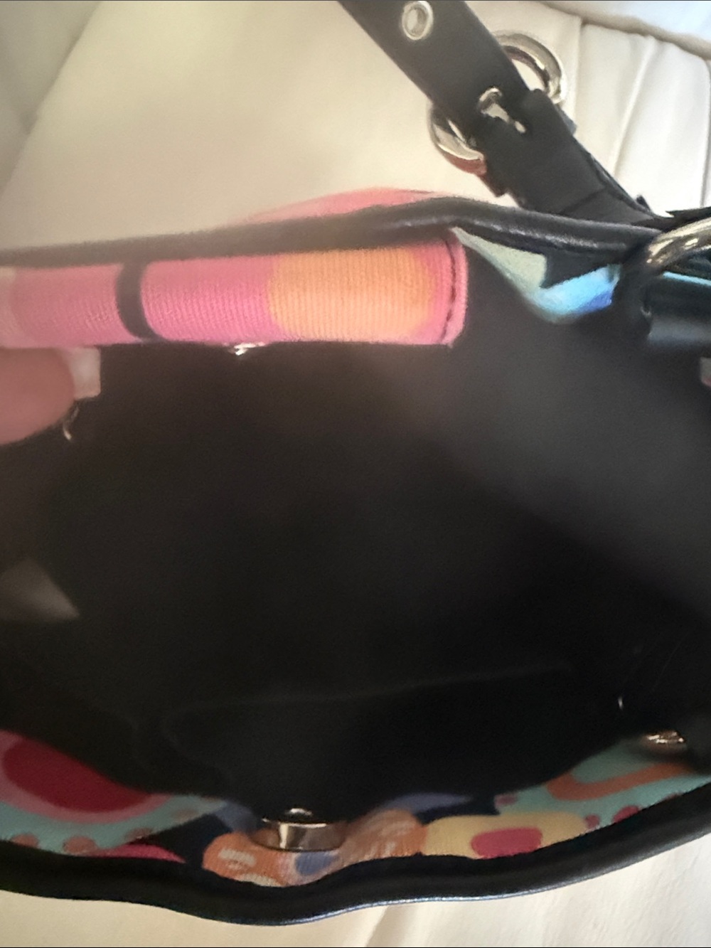Talbots Multicolor Circle-Print Shoulder Bag with Black Trim - Picture 5 of 6